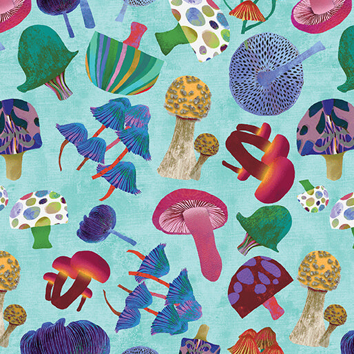 Modern Mushrooms Mod Mushroom Mix Turquoise