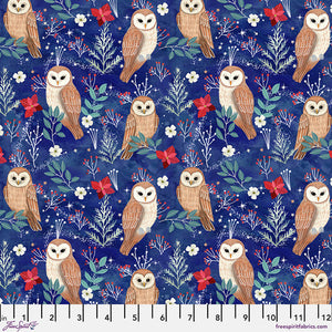 Christmas Cabin Owl Magic - Blue