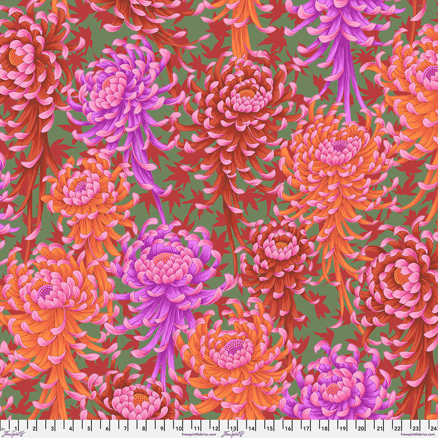 August 2025 - Spider Mums - Red - Kaffe Fassett