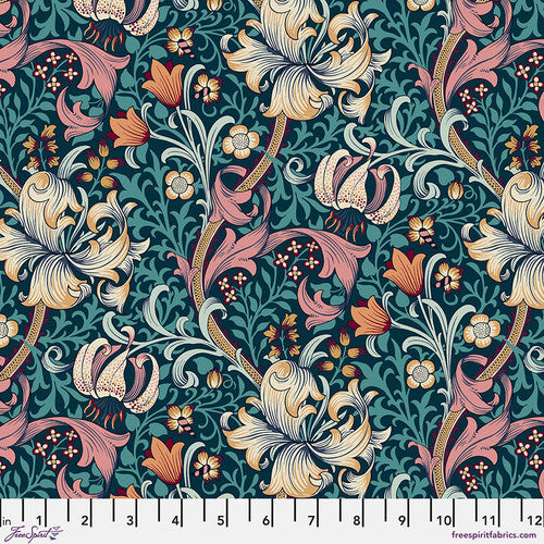 Red House Golden Lily Teal by Morris & Co