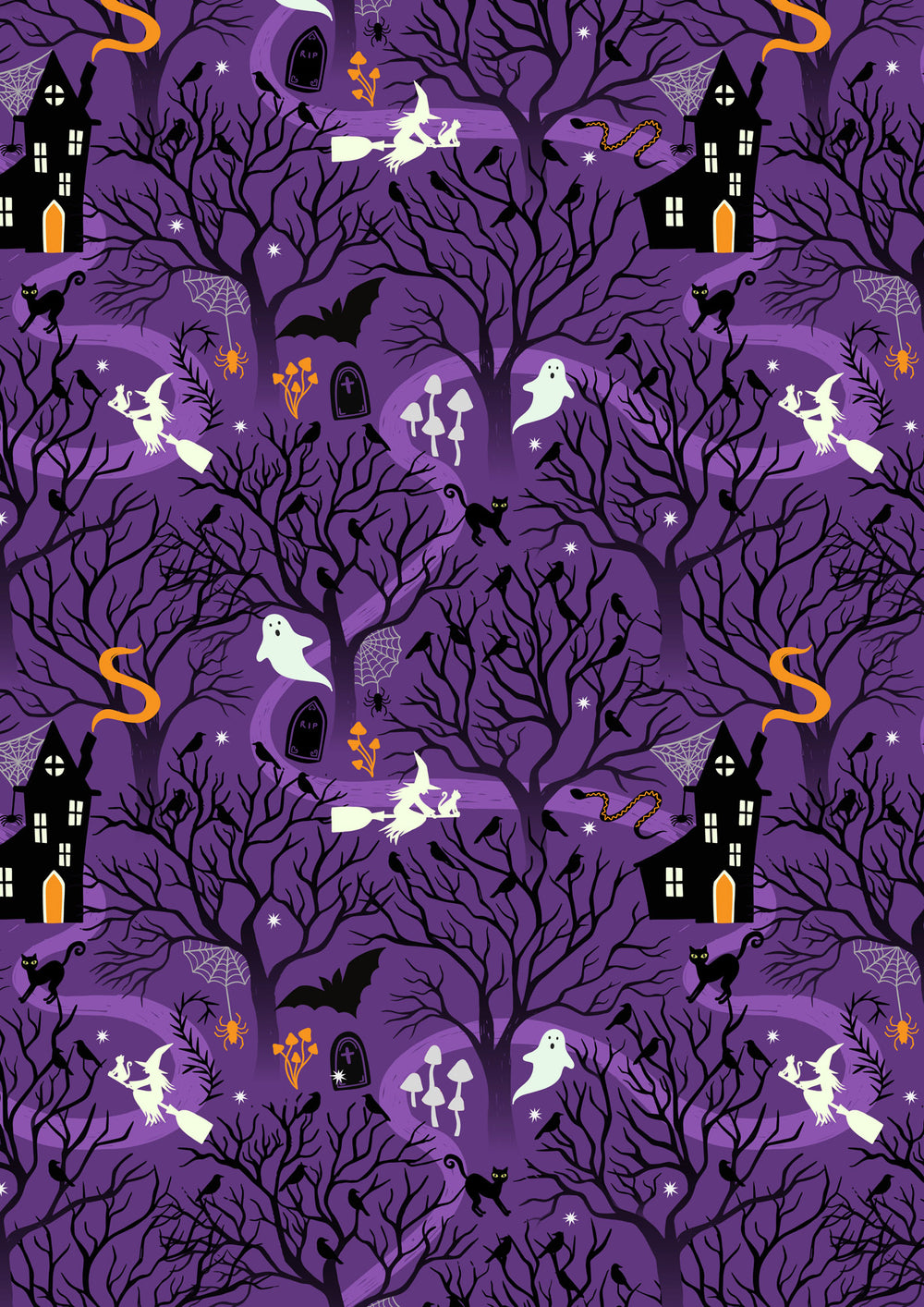 Witchy Woods On Spooky Purple (glow in the dark)