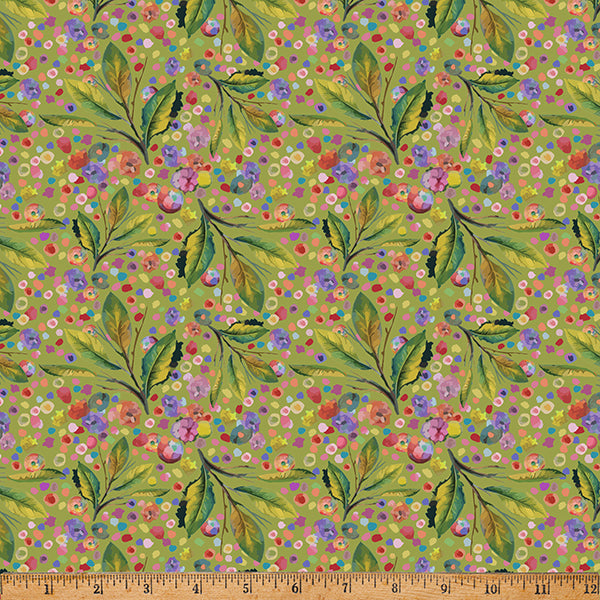 Whimsical Flower Garden Olive