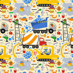 Cats At Work Digital Print Cream