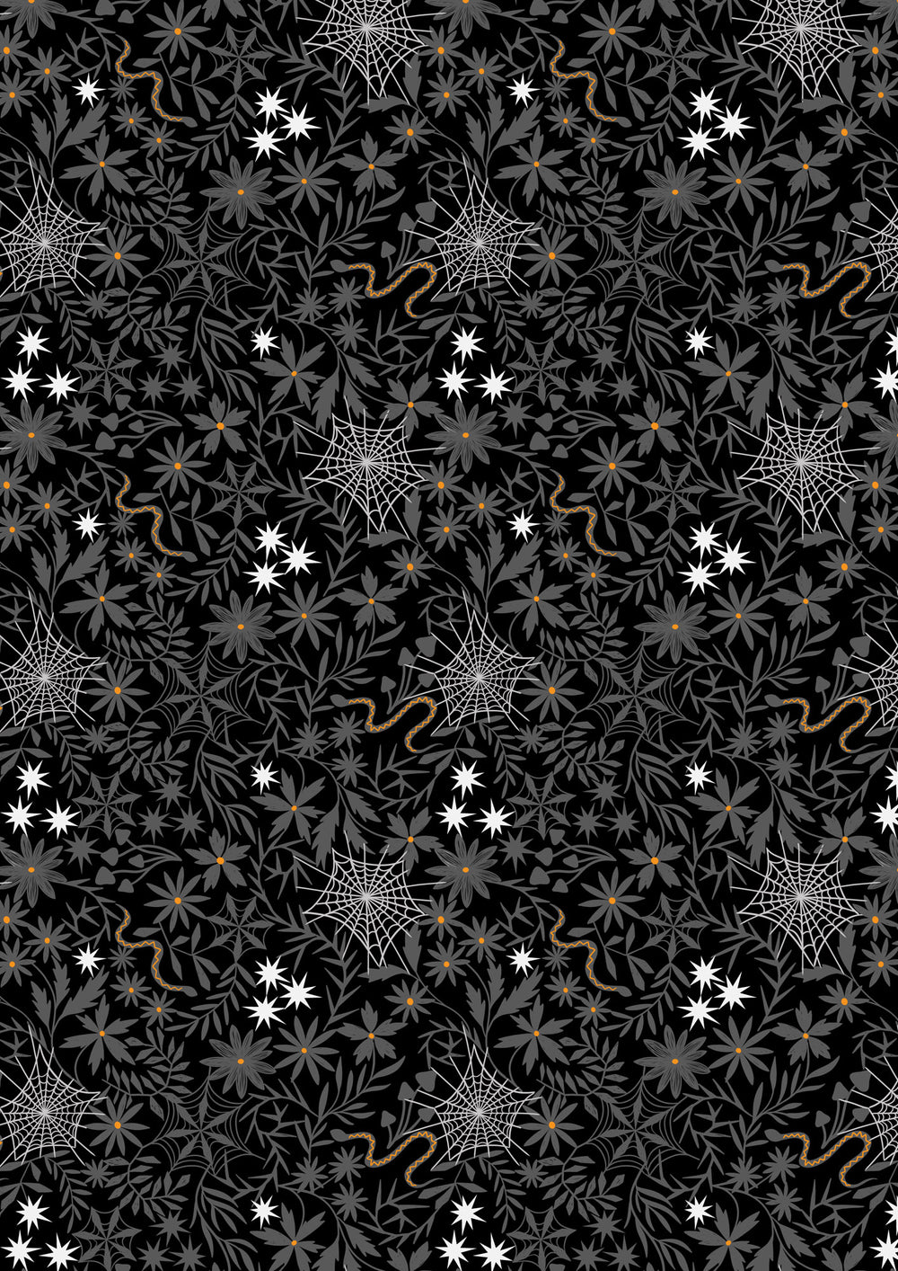 Witchy Woods Floral Cobwebs On Black (glow in the dark)