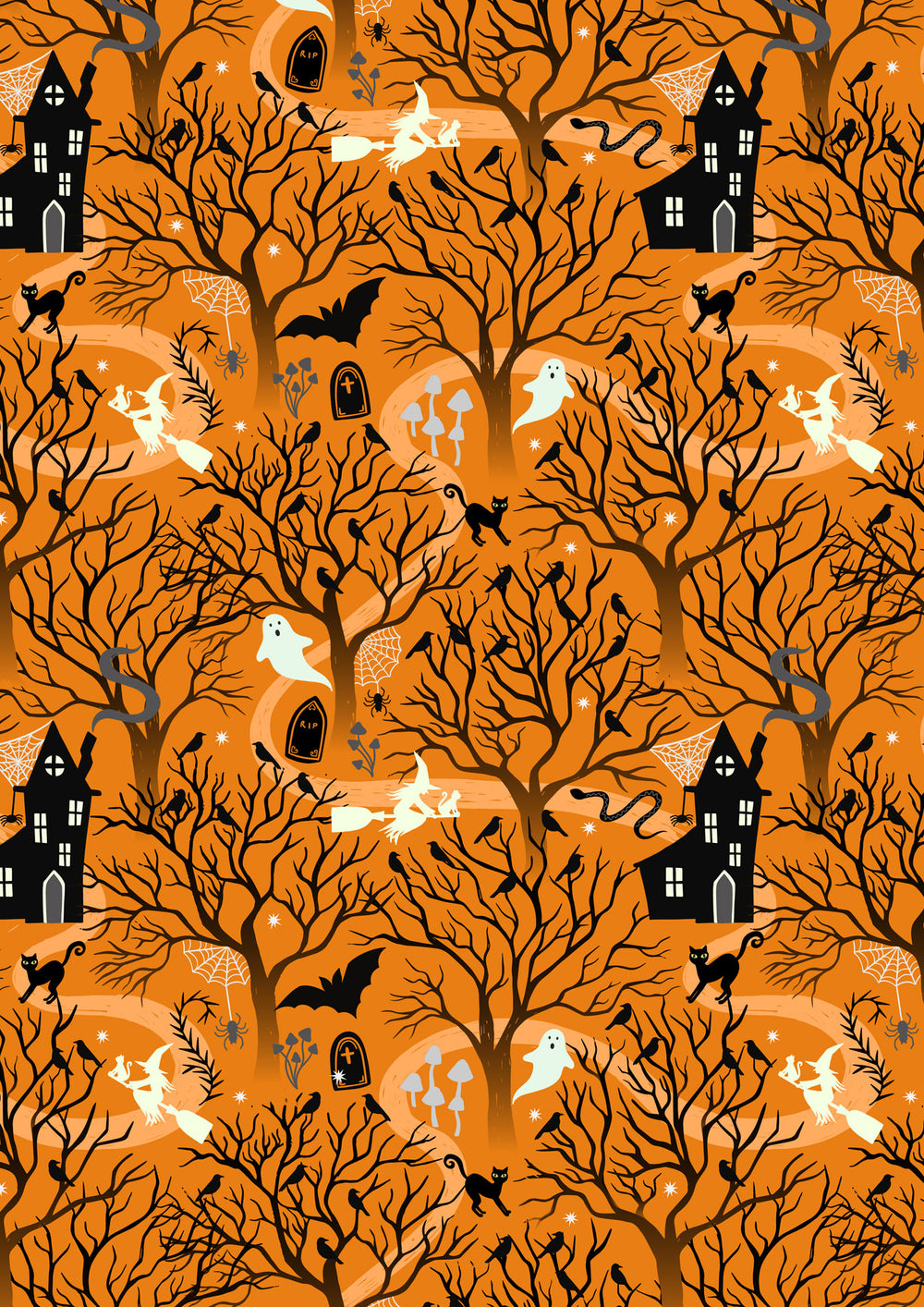 Witchy Woods On Halloween Orange (glow in the dark)