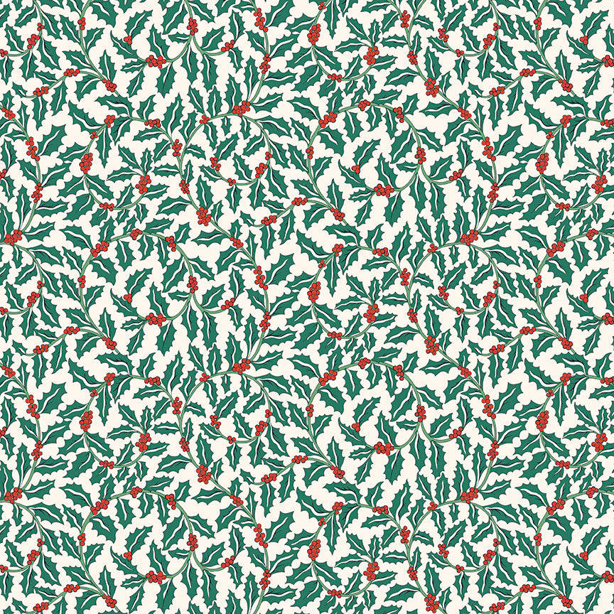 Festive Greetings - Swirling Holly - Liberty Fabrics