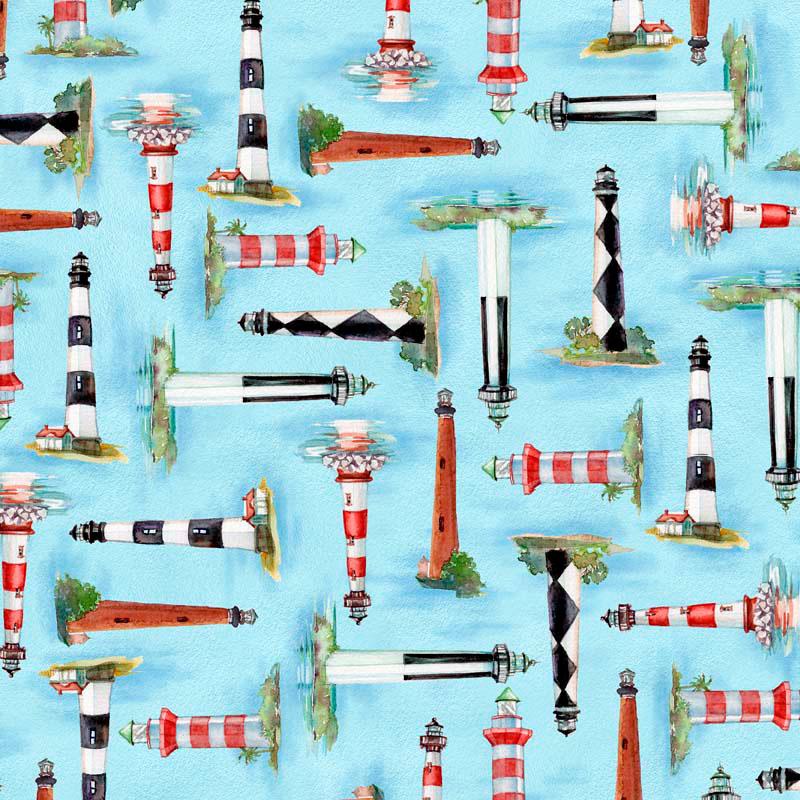 All Carolina Shop Hop 2024 - Lighthouse Allover Blue