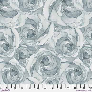 Brushstrokes Organic Roses Silver Blue by Shell Rummel