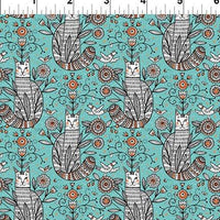 Whimsy Cats Teal