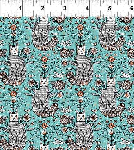 Whimsy Cats Teal