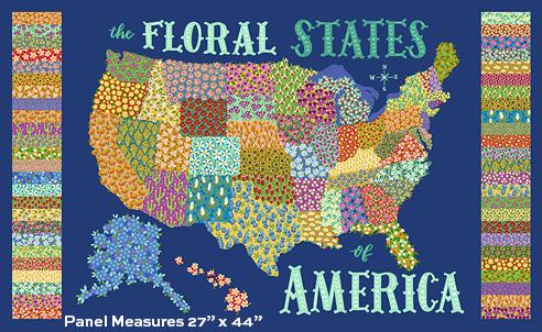 Floral States of America US Map Panel