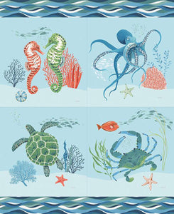 Free As The Ocean Sea Animals Pillow Panel