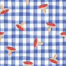 Garden Explorer Toadstool  Gingham Indigo