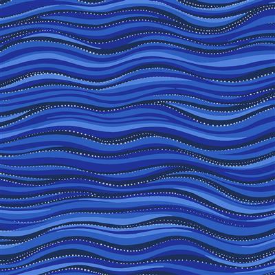 Laurel Burch Basic Wave - Dk Royal Blue Silver Metallic