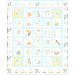 Little Chicks Flannel Blue Alphabet Panel (36'')