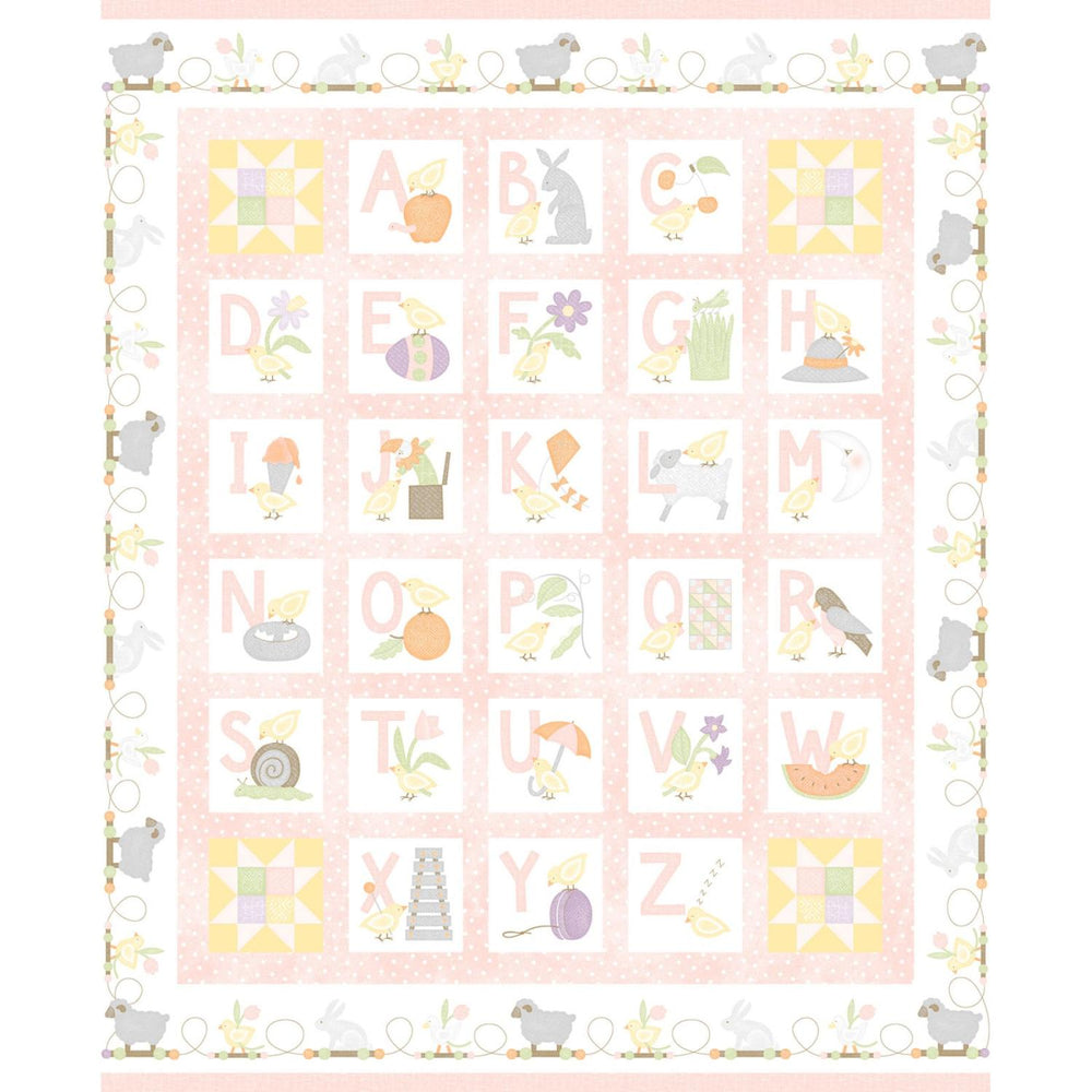 Little Chicks Flannel Pink Alphabet Panel (36'')