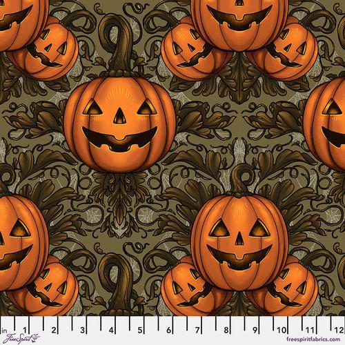 Mystic Moonlight Pumpkin Damask by Rachel Hauer