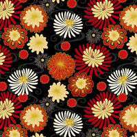 Year of the Dragon Floral - Black & Red