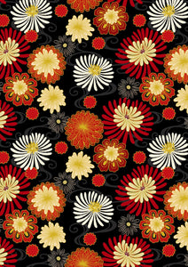Year of the Dragon Floral - Black & Red