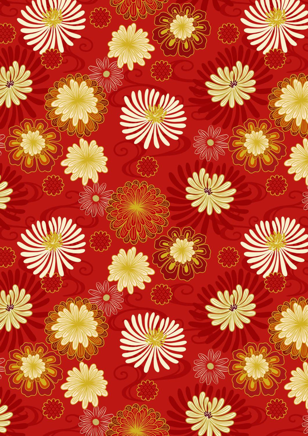 Year of the Dragon Floral - Red & Gold