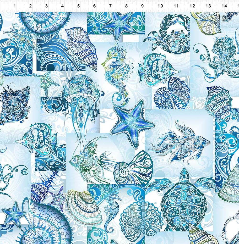 Wonders of the Ocean - Collage - Blue - Jason Yenter