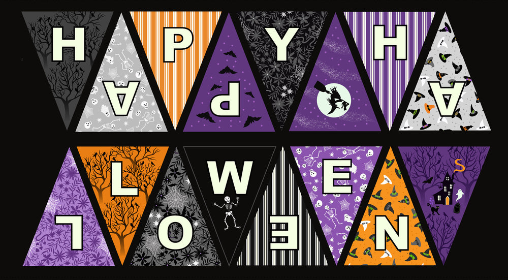 Witchy Woods Halloween Bunting Panel (glow in the dark) #123