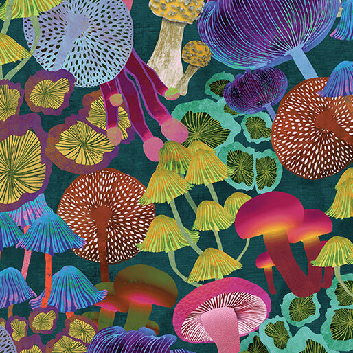 Modern Mushrooms Teal/Multi