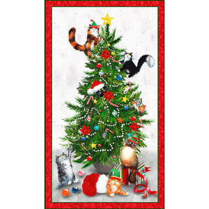 Meowy Christmas Cat Panel #306