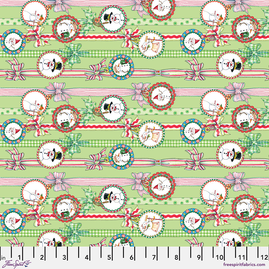 So Much Joy! - Snow People Ribbon - Lime - Mary Engelbreit