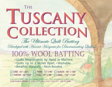 Batting Tuscany 100% Washable -Wool 96in x 108in Queen