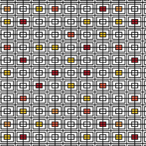 Black White & Bright-Double Squares Red/Yellow
