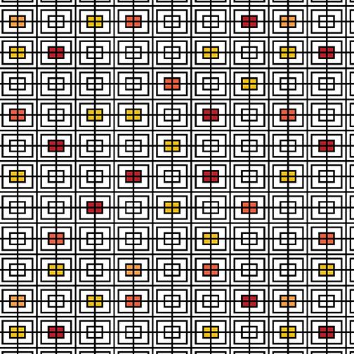 Black White & Bright-Double Squares Red/Yellow