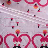 Birch Organics Think Pink   I Heart Flamingos- Poplin