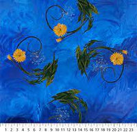 Dandelions & Daisies Midnight Blue Blowing Kisses by Frond