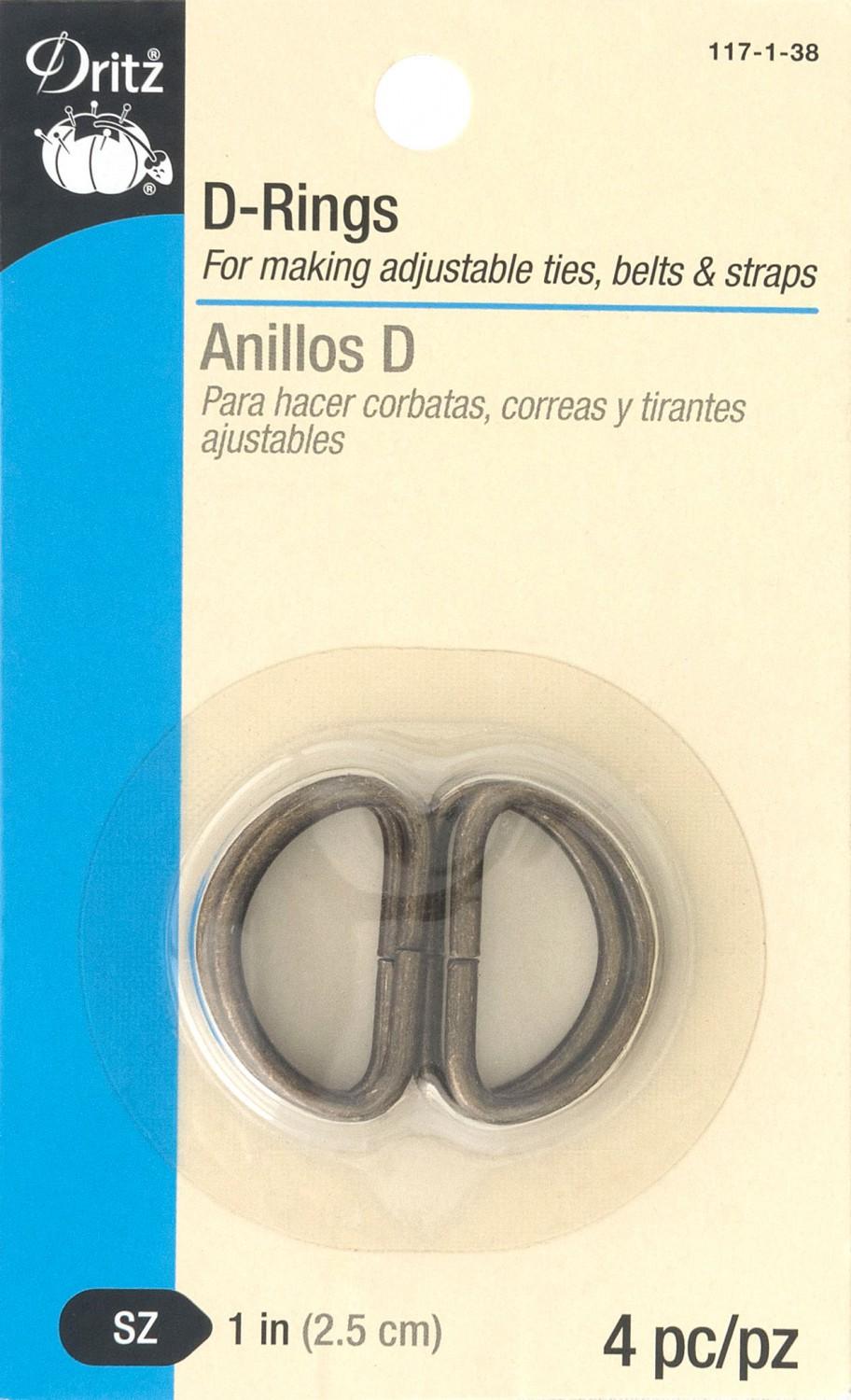 D-Rings Antique Gold 1in 4pc