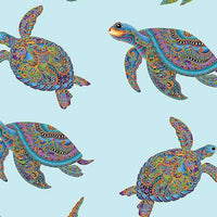 Hooked Fish-Sea Turtles -light turquoise