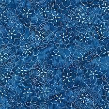 Kasuri Batiks Dotted Flowers - Blue