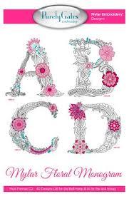 Mylar Floral Monogram Machine  Embroidery Design