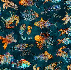 Pacifica Sealife Toss- Blue - Blue