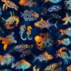 Pacifica Sealife Toss- Navy - Navy