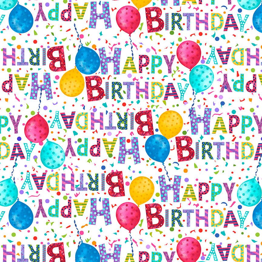 PartyLine White Happy Birthday  Words