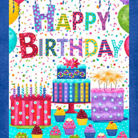 PartyLine turquoise Happy Birthday 24" Panel