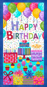 PartyLine turquoise Happy Birthday 24" Panel