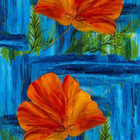 Wildflower Electric Blue Poppy Panel by Frond Design Studios