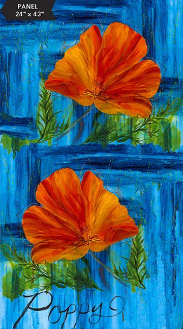 Wildflower Electric Blue Poppy Panel by Frond Design Studios